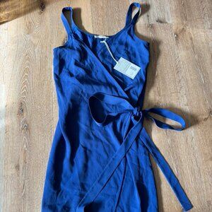 Everlane NWT Blue Sleeveless Wrap Midi Dress Size 6